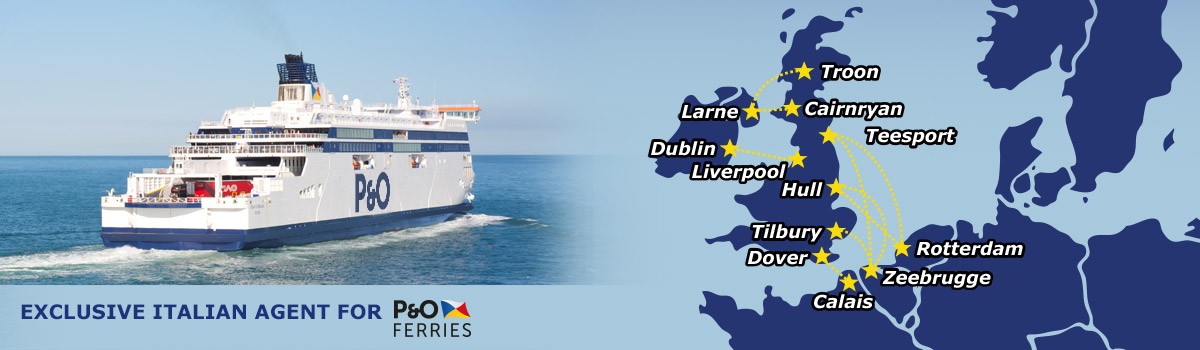  Ferry tickets between the countries of northern Europe and Great Britain and Ireland. Exclusive agent for the Italian territory of P&O Ferries. 