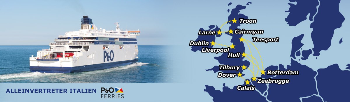  Verkauf von Tickets für Fähren zwischen den Ländern Nordeuropas und dem Vereinigten Königreich, Irland, Skandinavien. Alleinvertreter für Italien von P&O Ferries. 